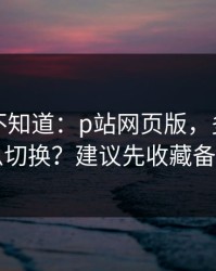 很多人不知道：p站网页版，多设备怎么切换？建议先收藏备用