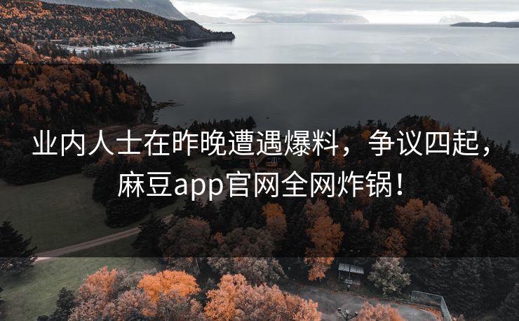 业内人士在昨晚遭遇爆料,争议四起,麻豆app官网全网炸锅! 业内人士在昨晚遭遇爆料,争议四起,麻豆app官网全网炸锅!