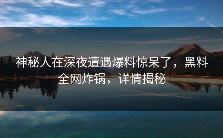 神秘人在深夜遭遇爆料惊呆了，黑料全网炸锅，详情揭秘