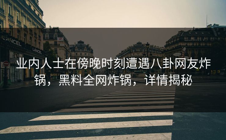 业内人士在傍晚时刻遭遇八卦网友炸锅，黑料全网炸锅，详情揭秘